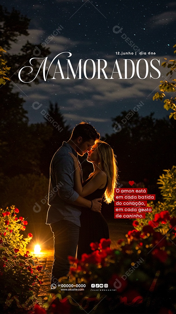 Story Feliz Dia dos Namorados 12 de junho Social Media PSD Editável