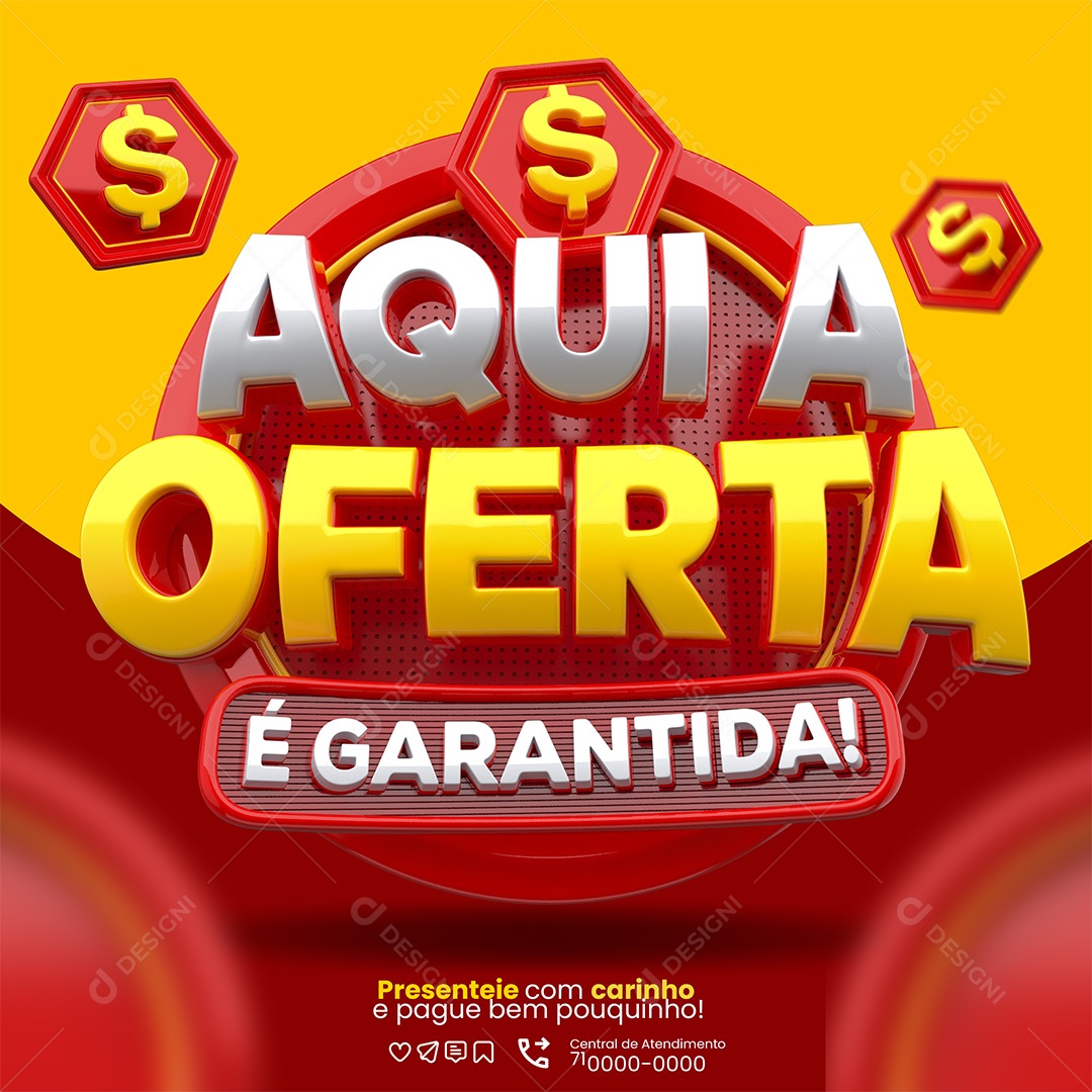 Aqui a Oferta é Garantida Selo 3D para Composição PSD