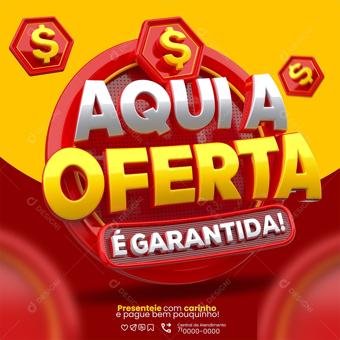 Aqui a Oferta é Garantida Selo 3D para Composição PSD
