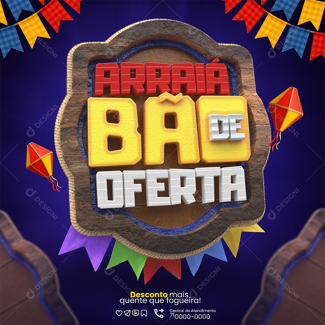Arraiá Bão de Oferta 3D  para Composição PSD