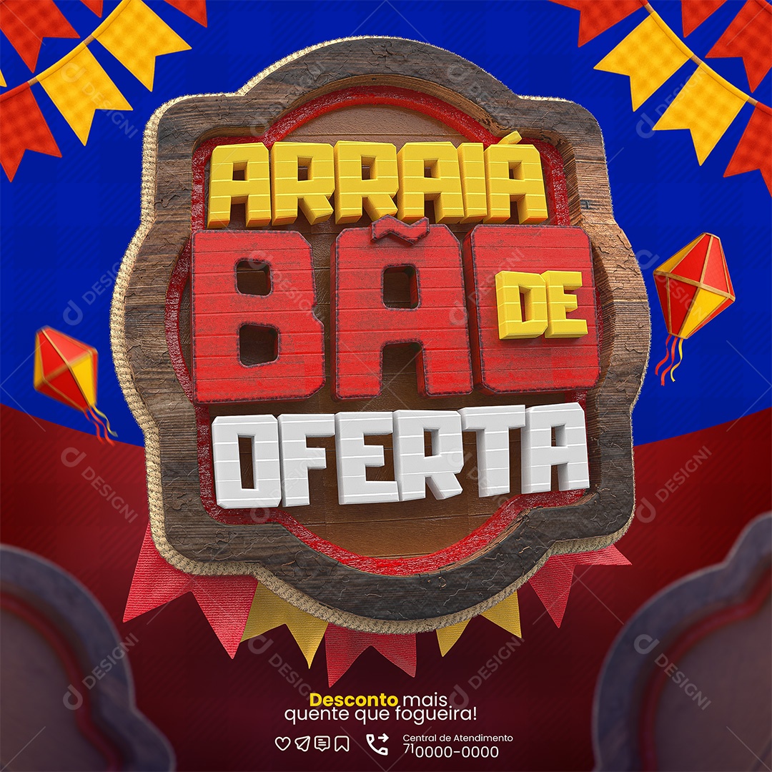 Arraiá Bão de Oferta 3D  para Composição PSD