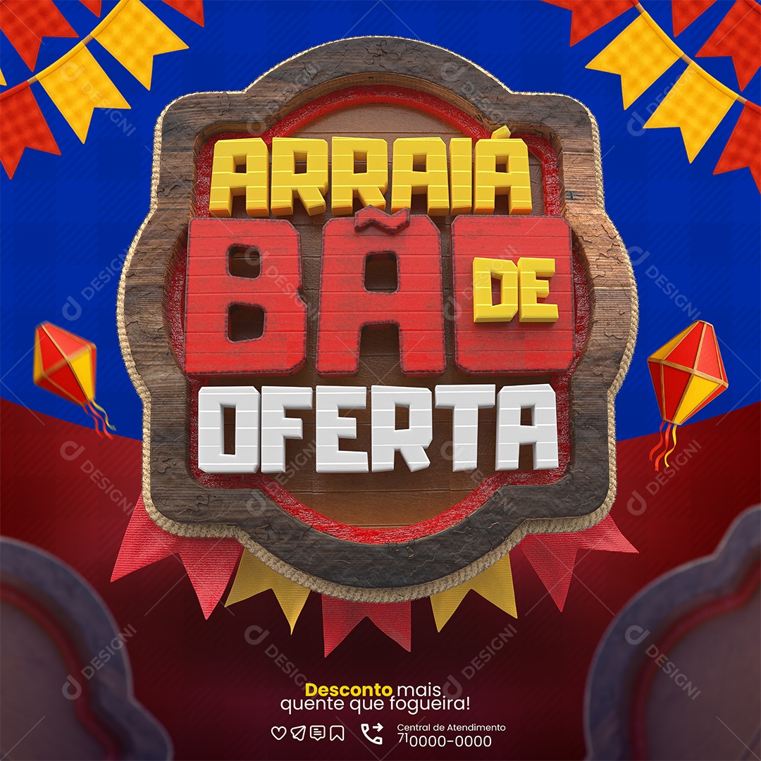 Arraiá Bão de Oferta 3D  para Composição PSD