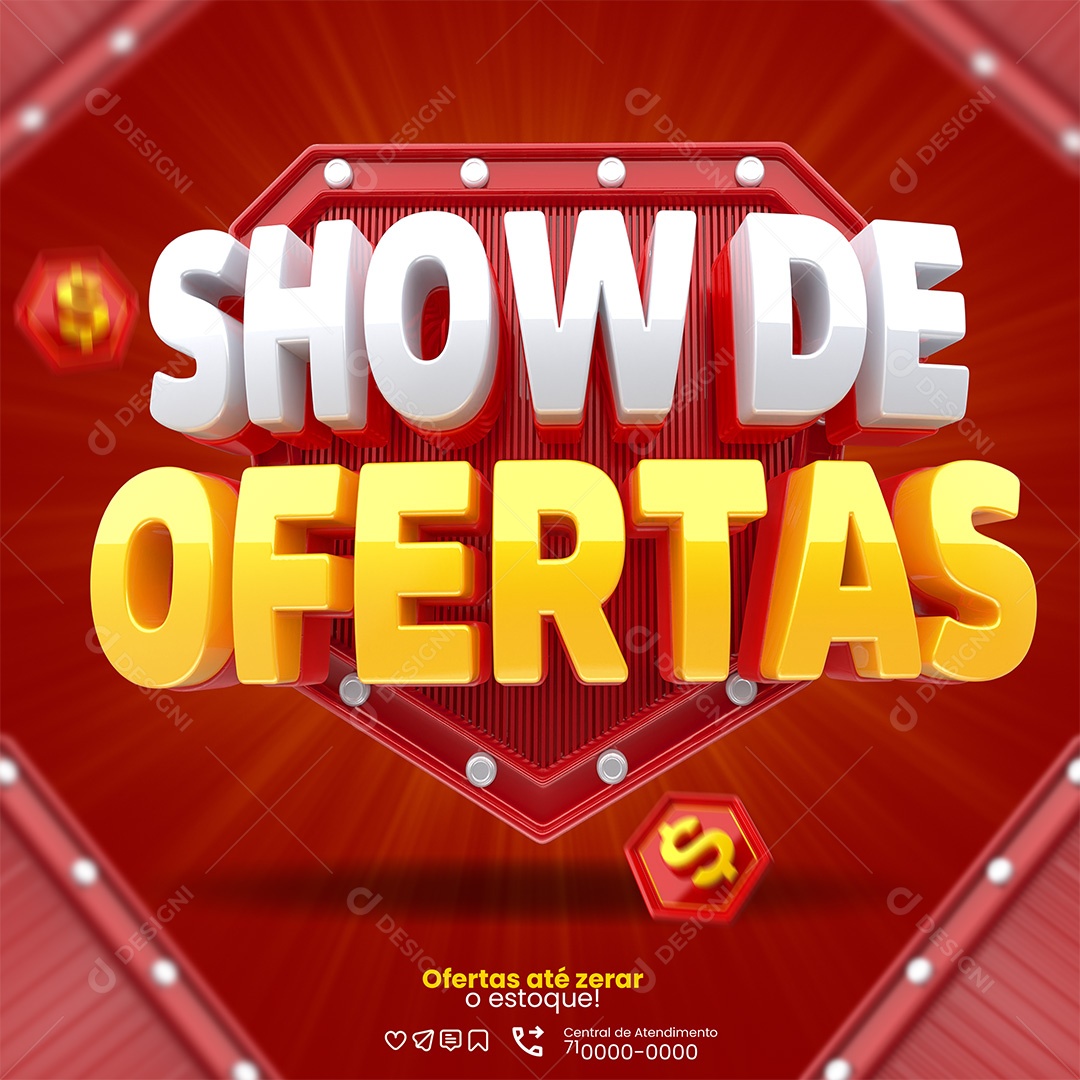 Show de Ofertas Selo 3D para Composição PSD
