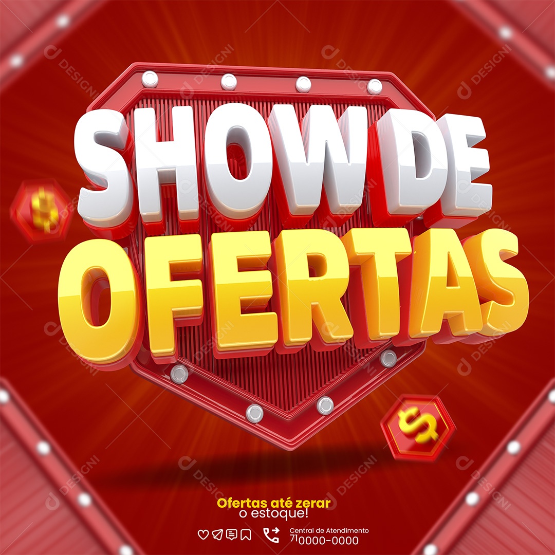 Show de Ofertas Selo 3D para Composição PSD
