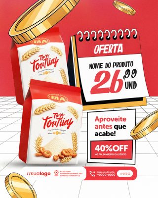Ofertas Supermercado 40% Off Social Media PSD Editável