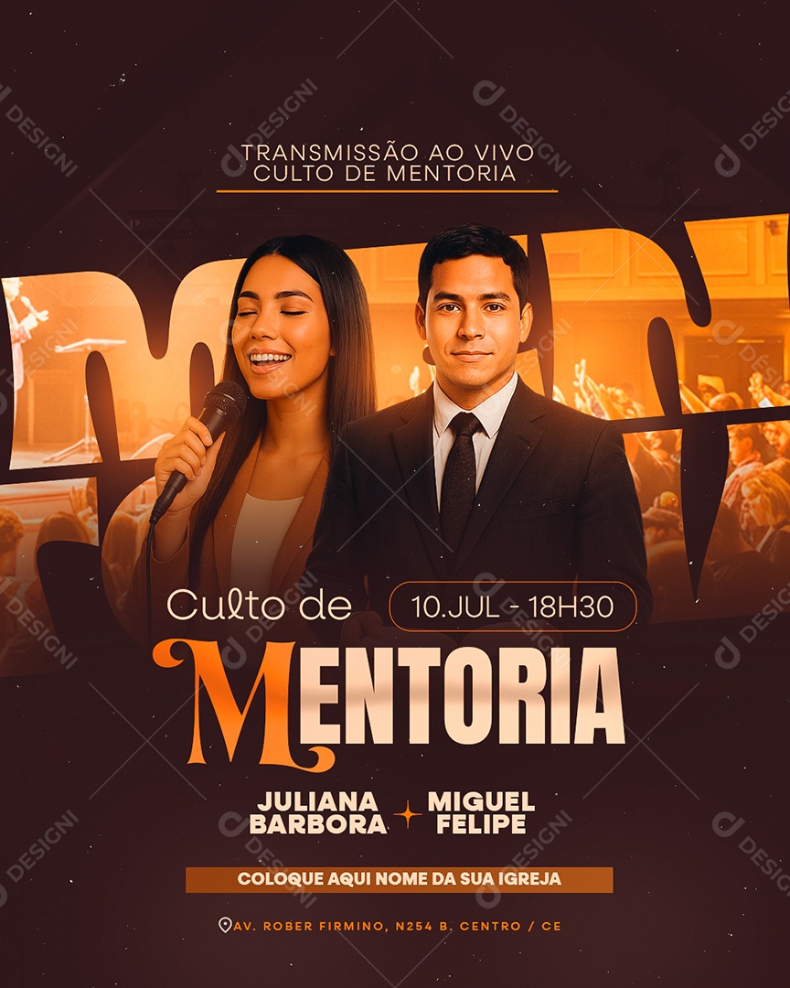 Gospel Culto de Mentoria Social Media PSD Editável