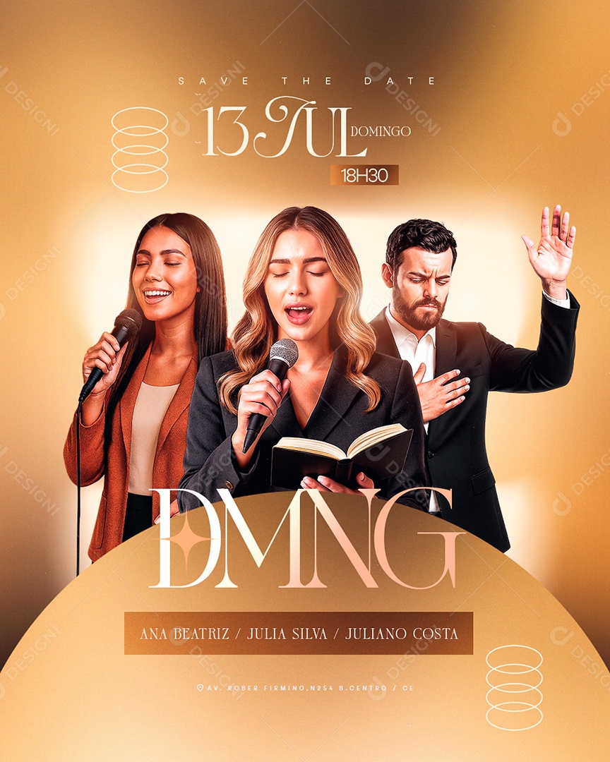 Gospel Domingo Save The Date Social Media PSD Editável