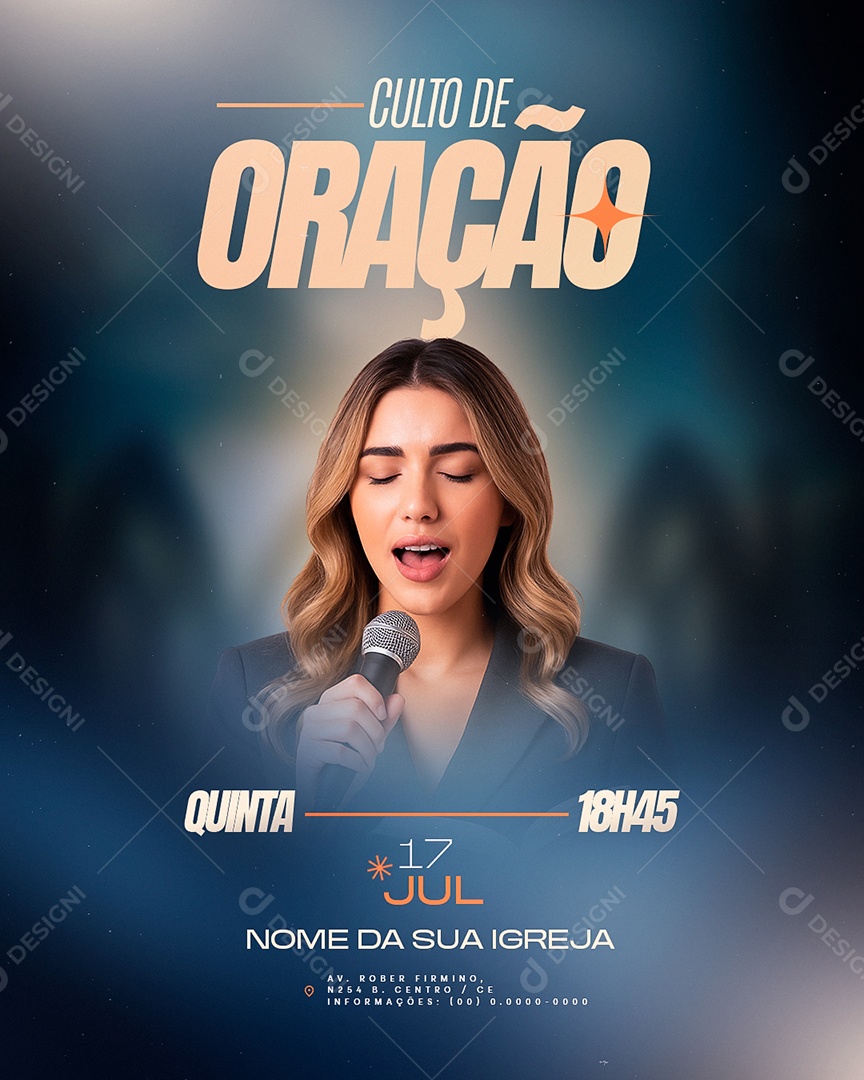 Gospel Culto de Oração Quinta Social Media PSD Editável