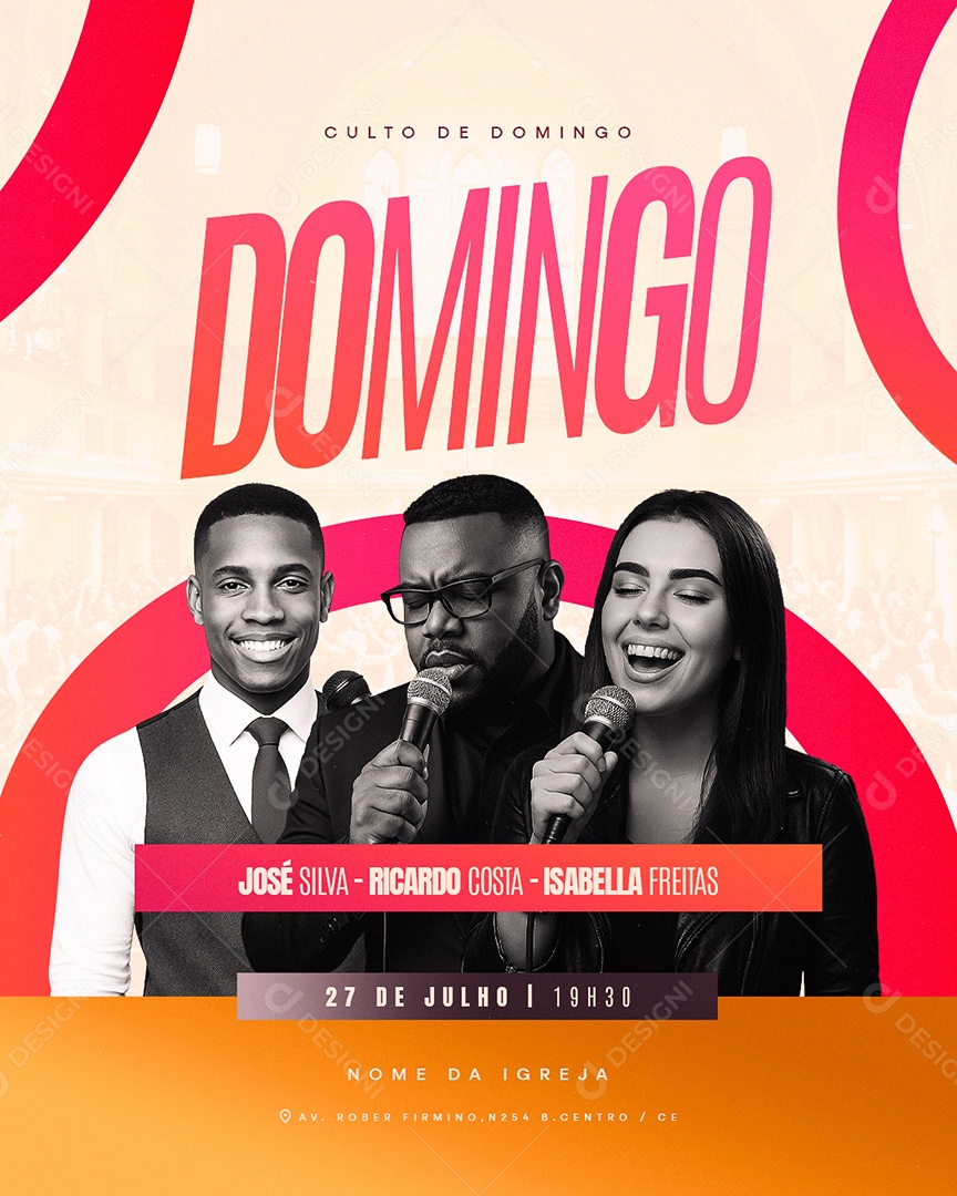 Gospel Culto de Domingo Social Media PSD Editável