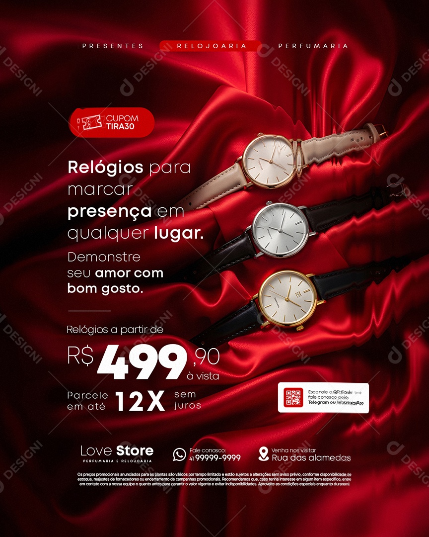 Relojoaria Perfumaria Relógios Presença Social Media PSD Editável