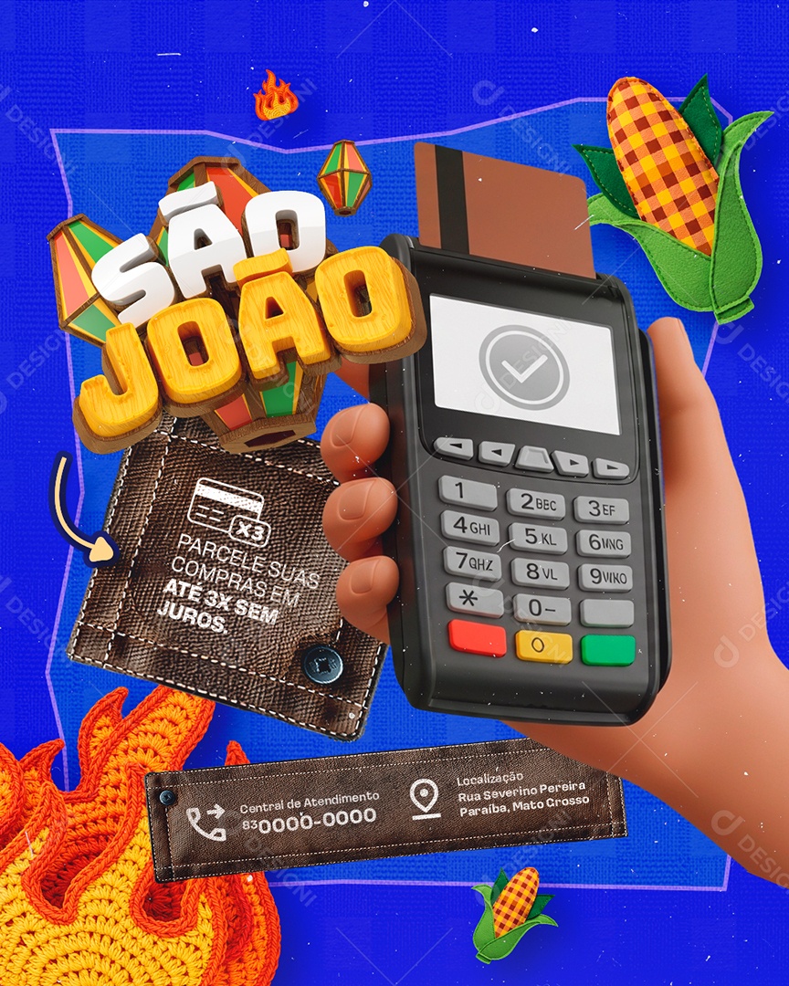 São João Supermercado Parcele Suas Compras Social Media PSD Editável