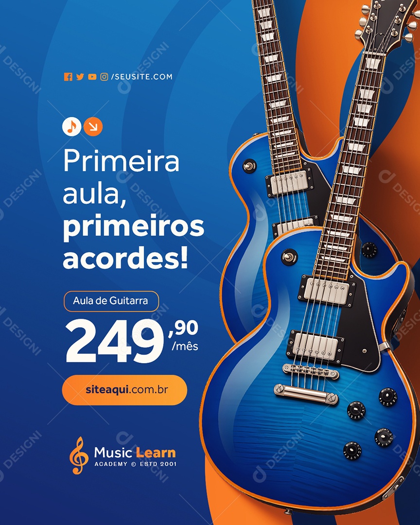 Escola de Música Primeira Aula Social Media PSD Editável