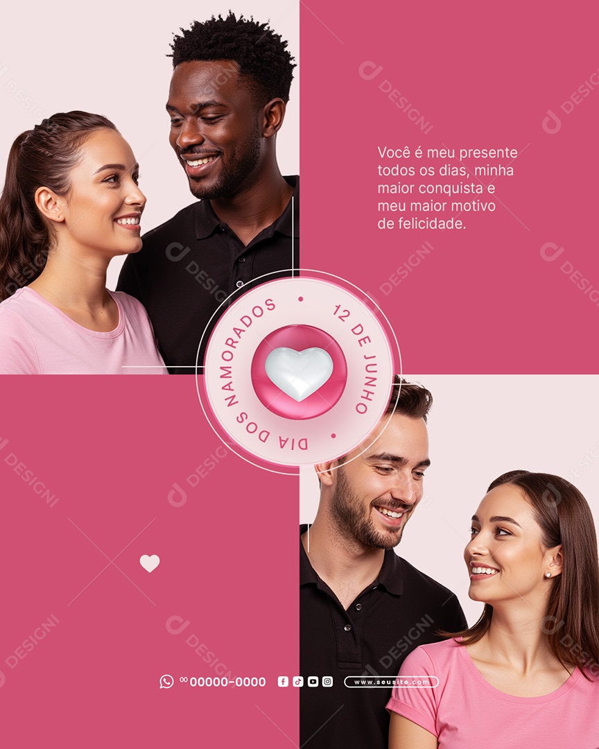Feliz Dia dos Namorados 12 de junho Social Media PSD Editável