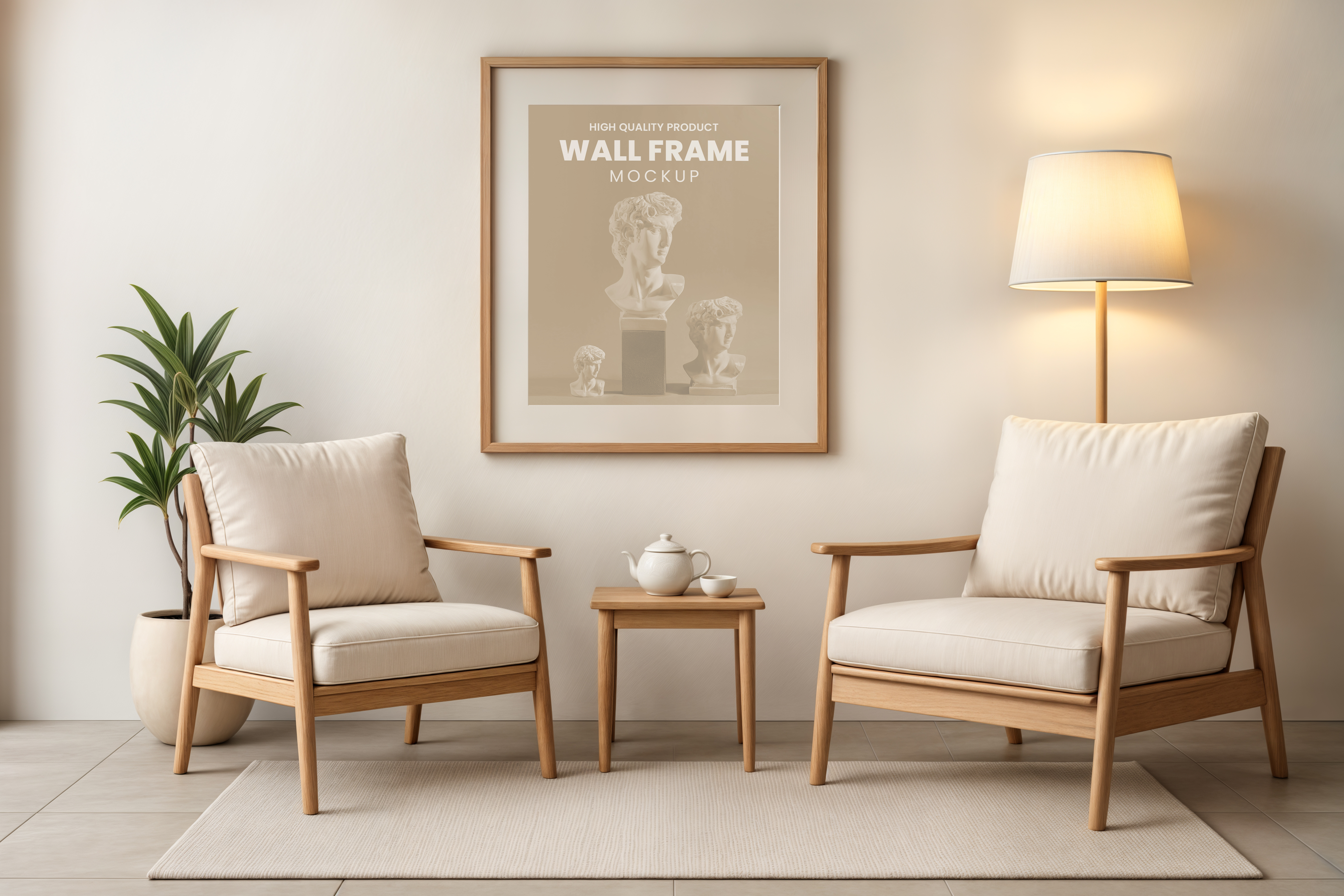 Mockup Quadro Em Sala de Estar PSD Editável