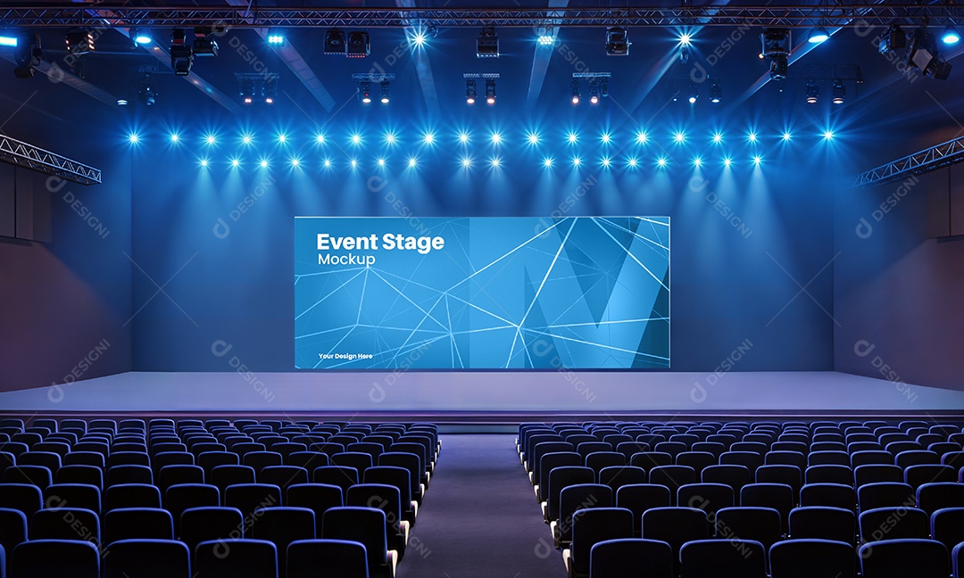 Espaço de Evento Com Palco Mockup PSD Editável