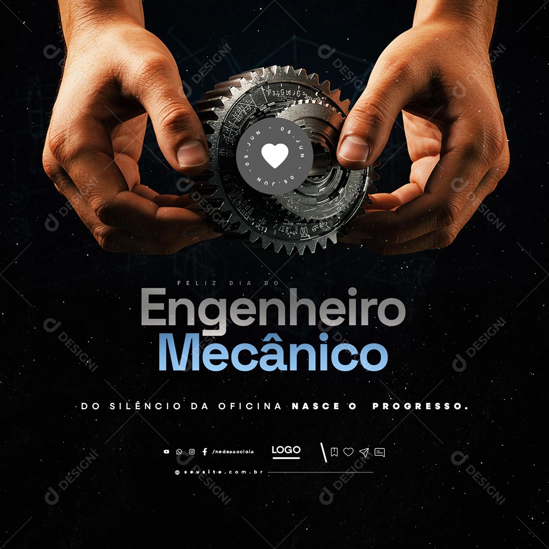Feliz Dia do Engenheiro Mecânico 05 de Junho Social Media PSD Editável