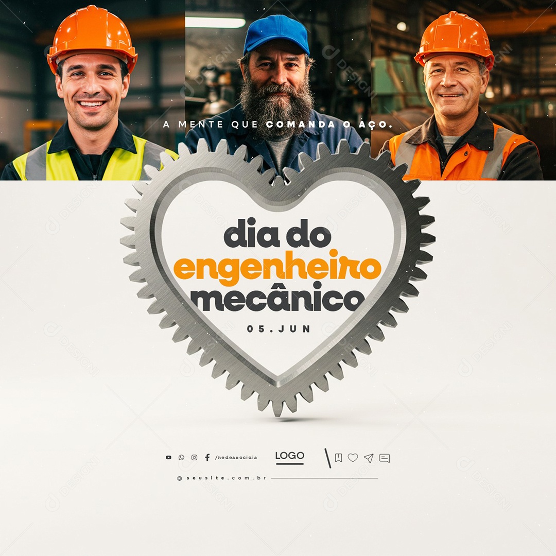 Dia do Engenheiro Mecânico 05 de Junho Social Media PSD Editável