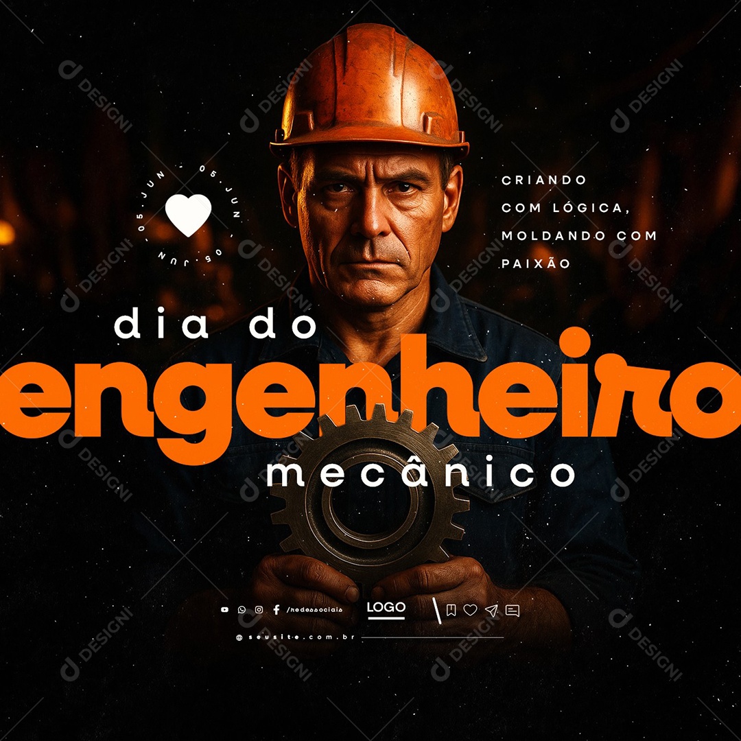 Dia do Engenheiro Mecânico 05 de Junho Social Media PSD Editável