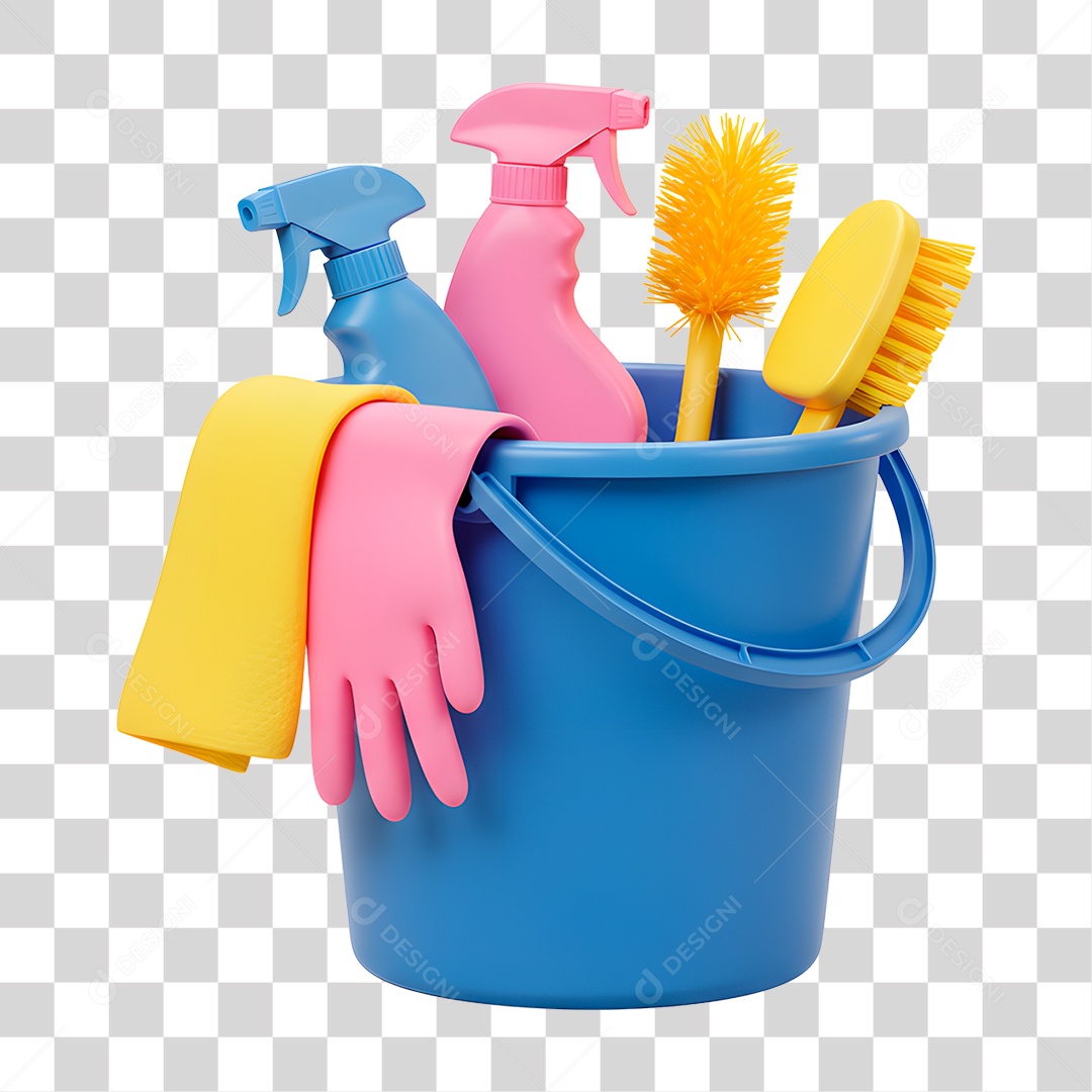 Balde com Escova PNG Transparente