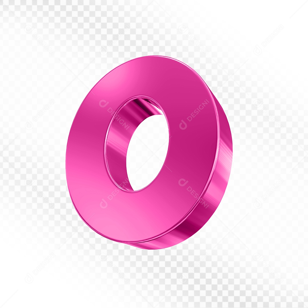 Elemento 3D Número 0 Rosa para Composição PSD