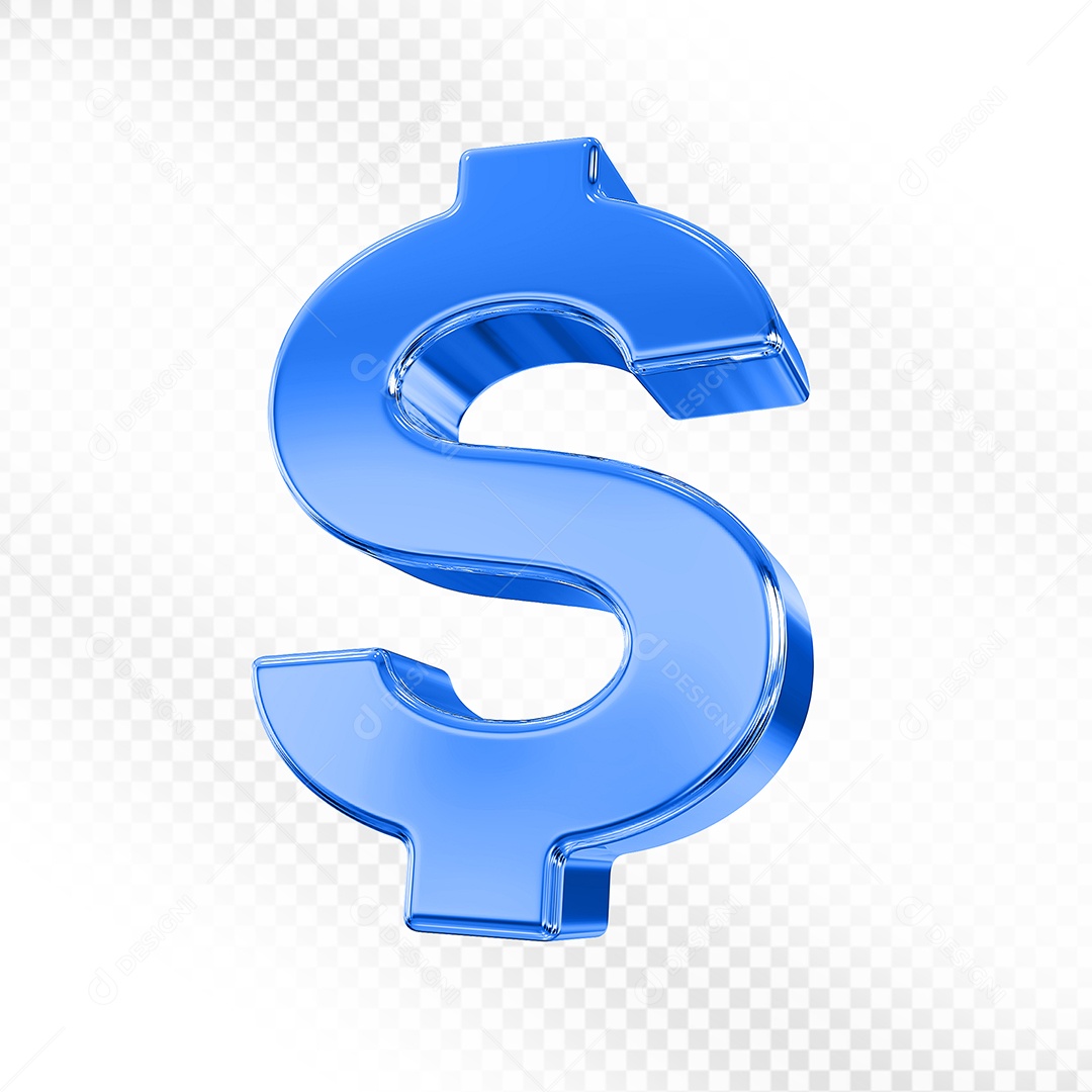 Cifrão Preto Elemento 3D para Composição PSD