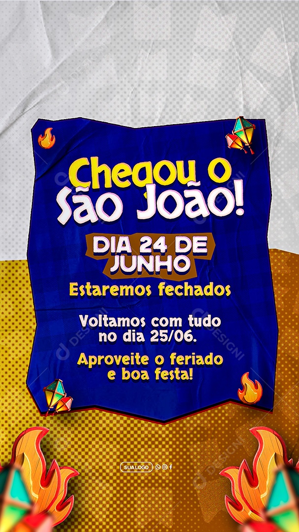 Story Comunicado de Funcionamento São João Social Media PSD Editável