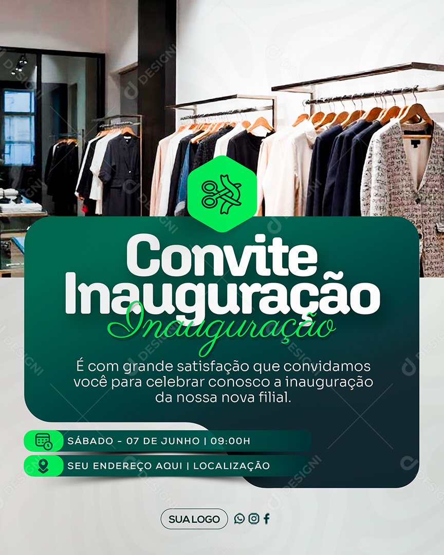 Convite de Inauguração Social Media PSD Editável