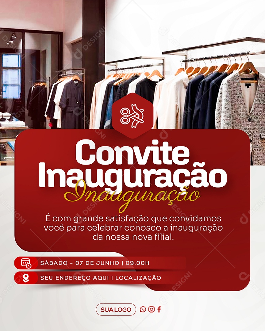 Convite de Inauguração Social Media PSD Editável