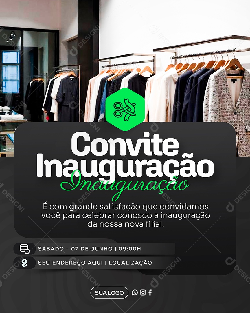 Convite de Inauguração Social Media PSD Editável