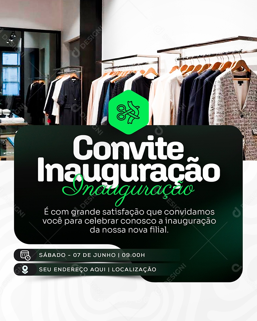 Convite de Inauguração Social Media PSD Editável