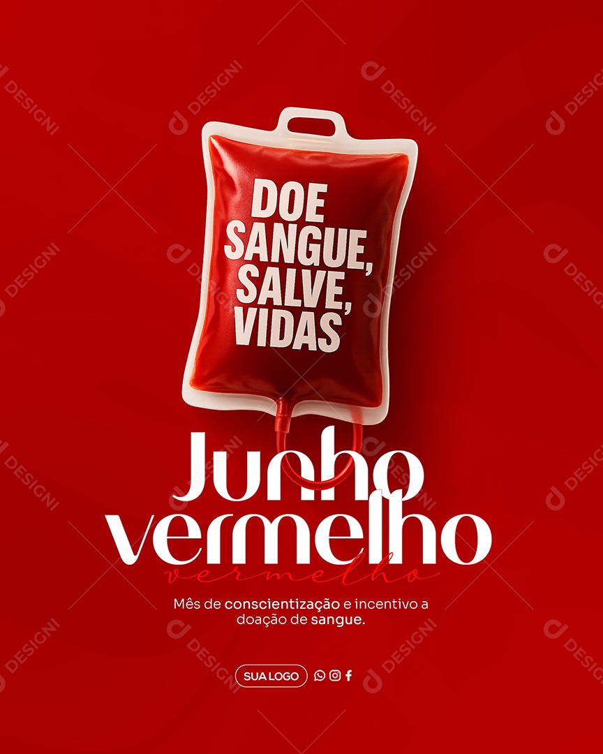 Junho Vermelho Doe de Sangue Social Media PSD Editável