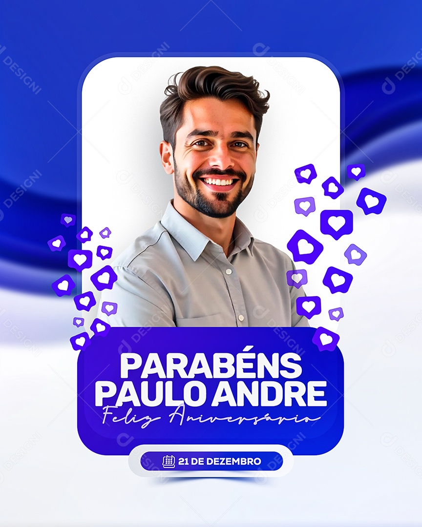 Feliz Aniversário Parabéns Paulo André Social Media PSD Editável