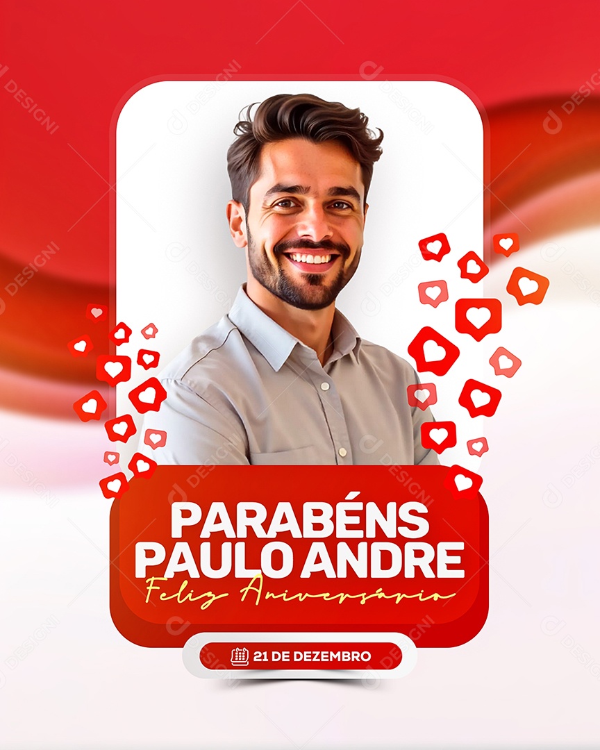 Feliz Aniversário Parabéns Paulo André Social Media PSD Editável