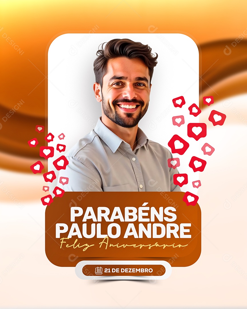 Feliz Aniversário Parabéns Paulo André Social Media PSD Editável