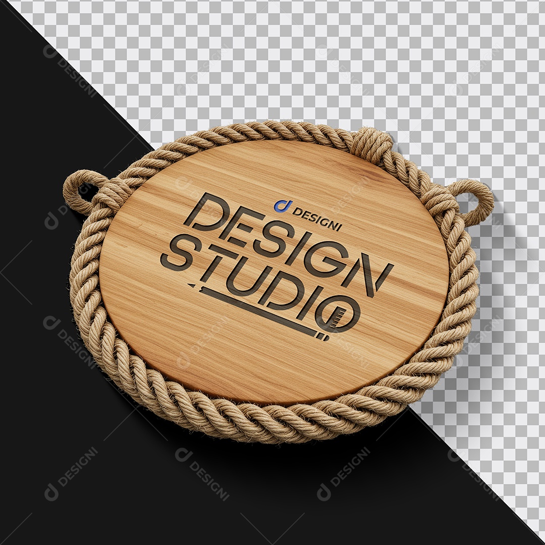 Mockup Bandeja Rústica de Madeira com Cordas PSD Editável