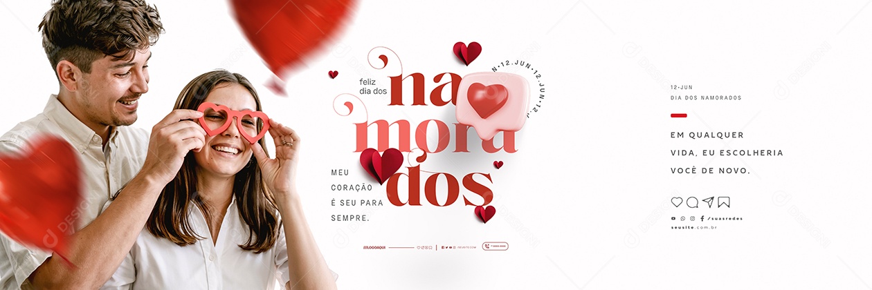 Carrossel Feliz Dia dos Namorados 12 de Junho Social Media PSD Editável