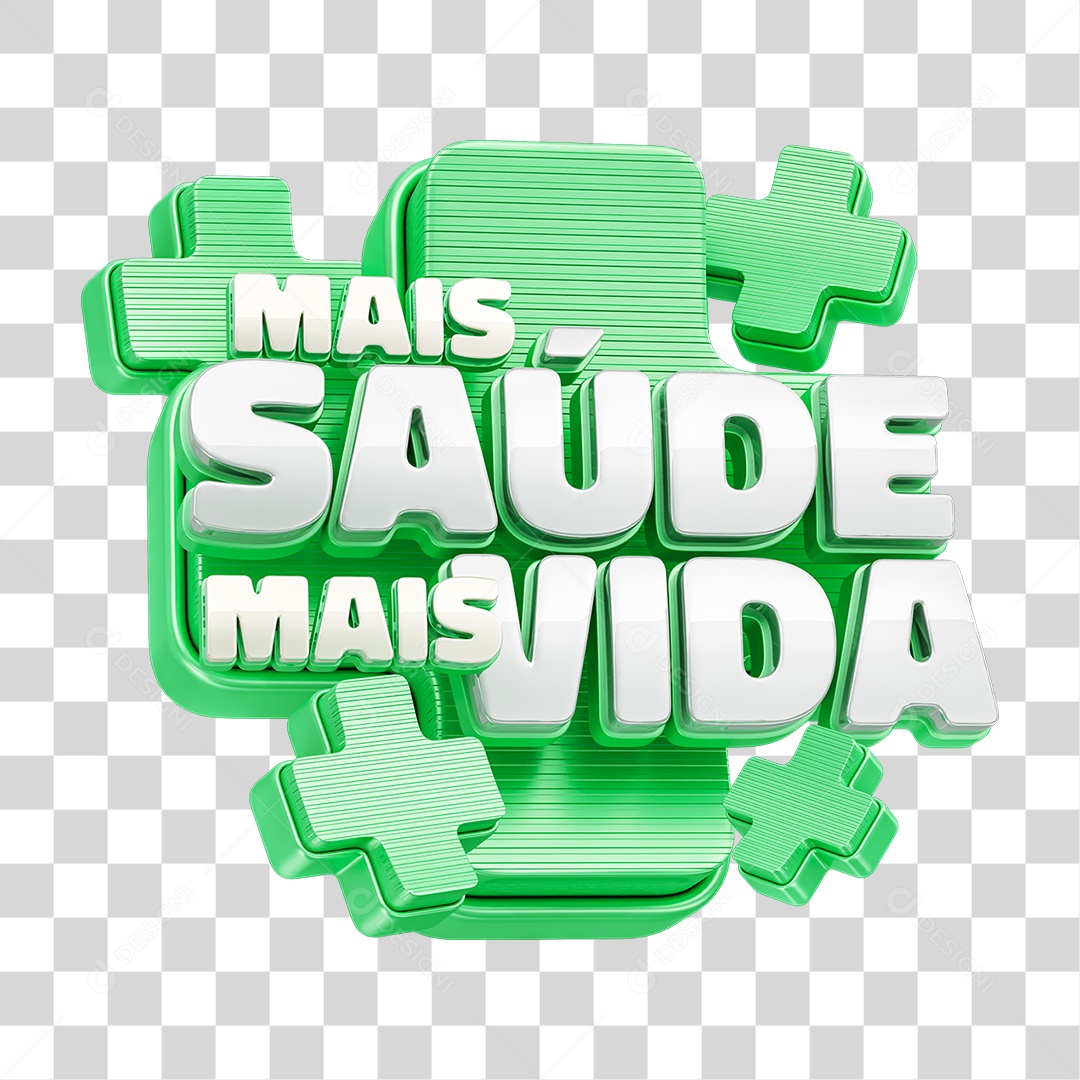 Selo 3D Mais Saúde Mais Vida PNG Transparente