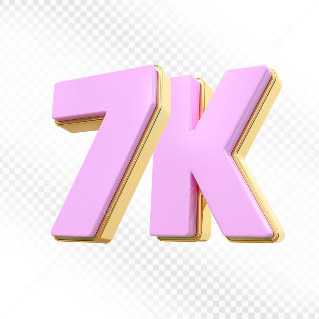 Elemento 3D Número 7K Rosa para Composição PSD
