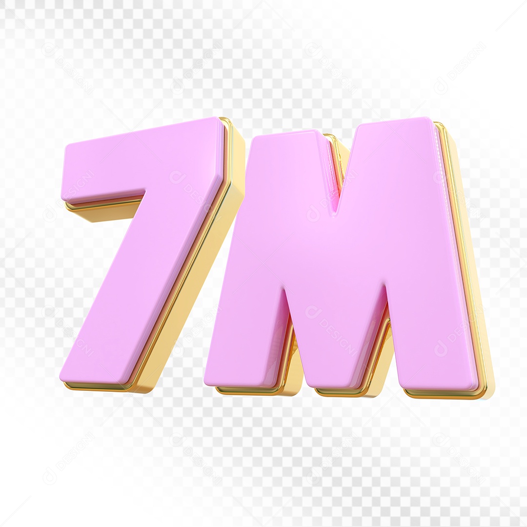 Elemento 3D Número 7M Rosa para Composição PSD