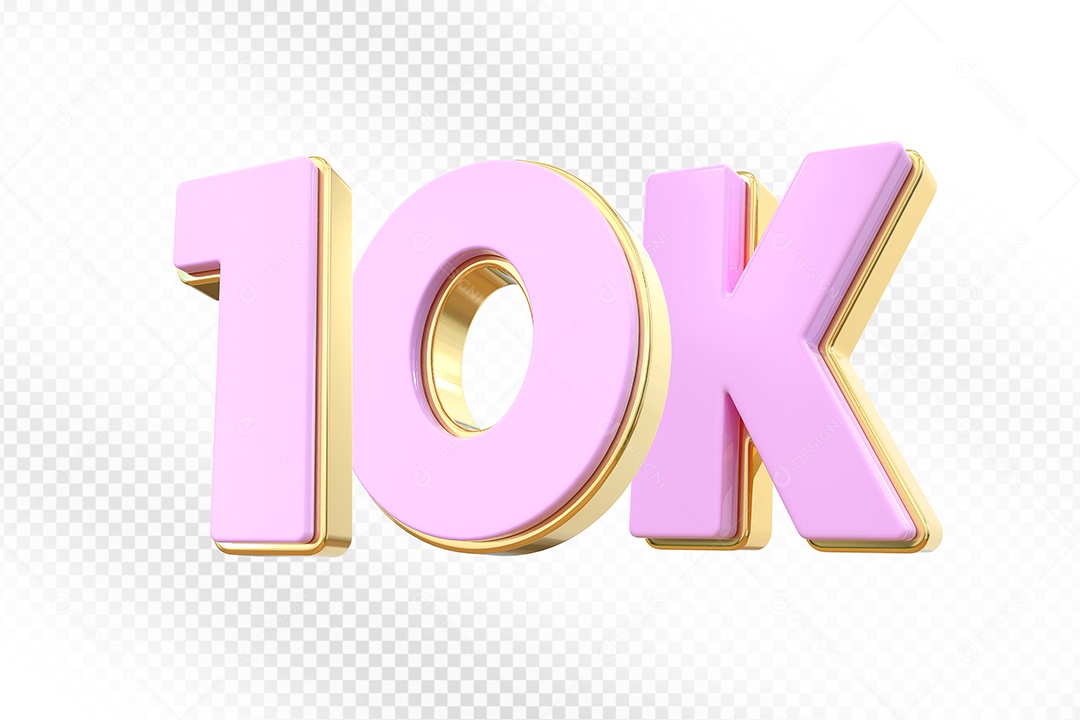 Elemento 3D Número 10K Rosa para Composição PSD