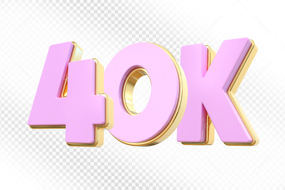 Elemento 3D Número 40K Rosa para Composição PSD