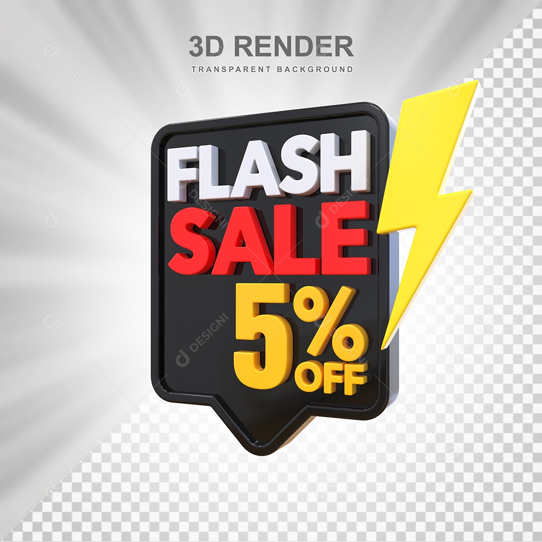Selo 3D Flash Sale 5% Preto Social Media PSD Editável