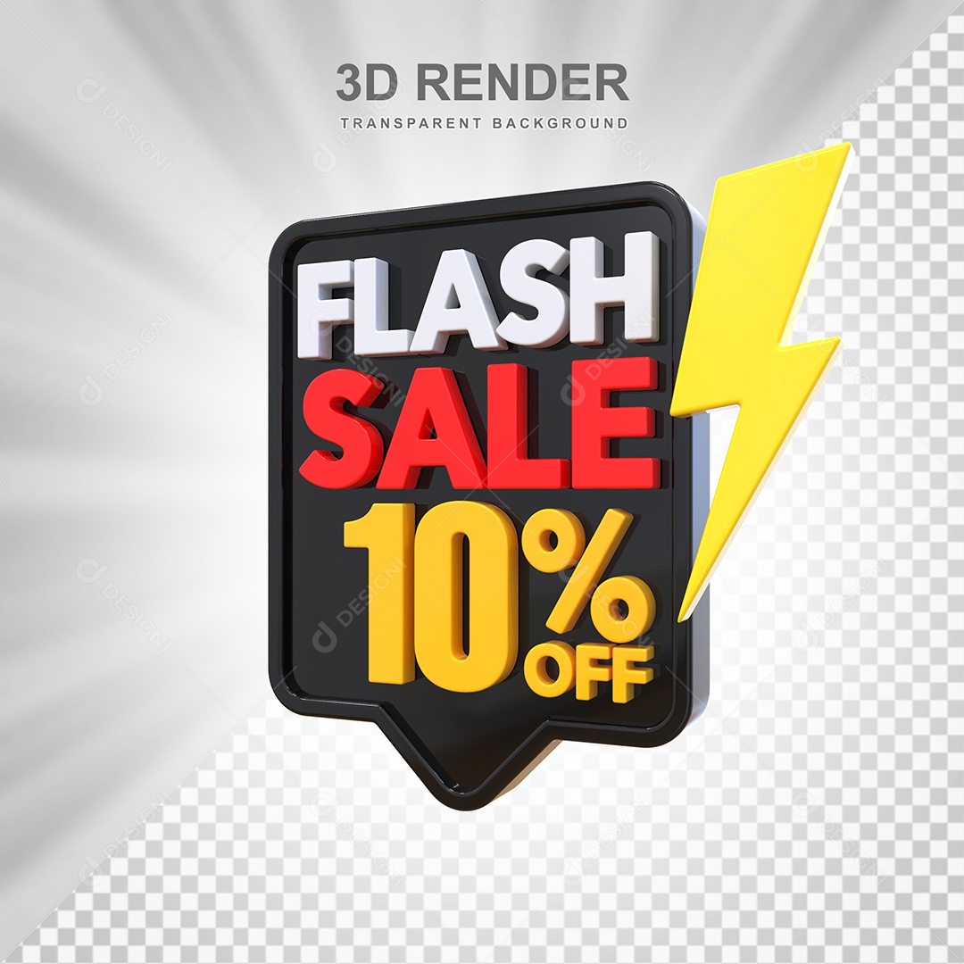Selo 3D Flash Sale 10% Preto Social Media PSD Editável
