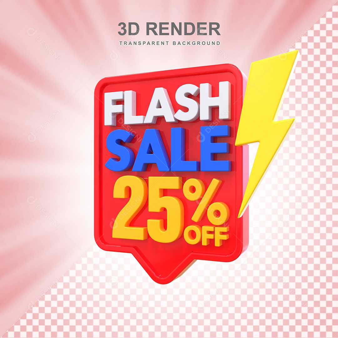 Selo 3D Flash Sale 25% Vermelho Social Media PSD Editável