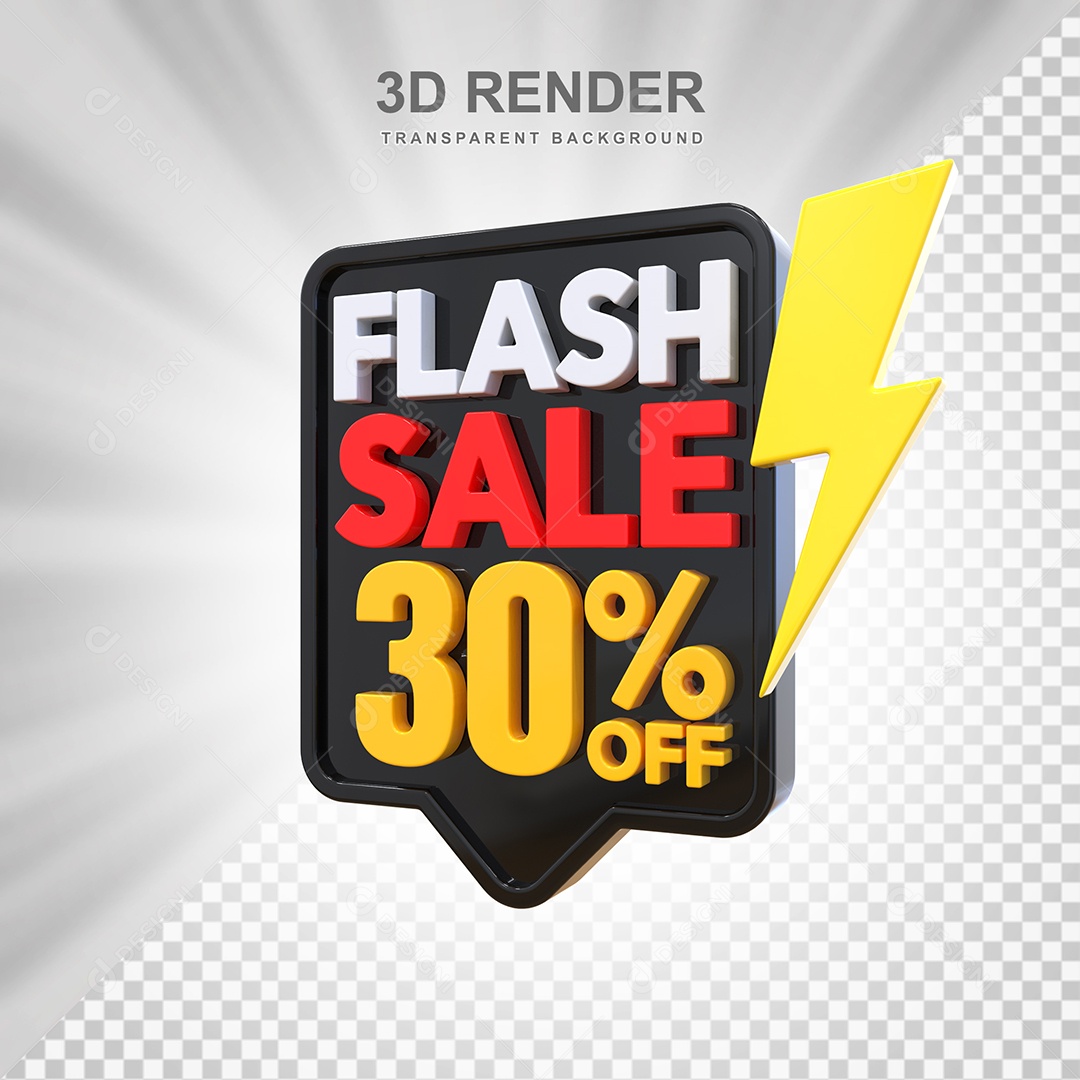 Selo 3D Flash Sale 30% Preto Social Media PSD Editável