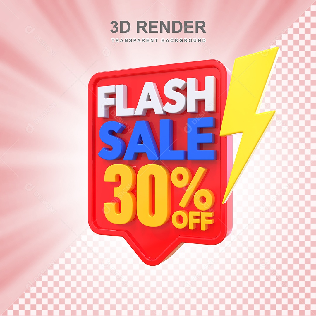 Selo 3D Flash Sale 30% Vermelho Social Media PSD Editável