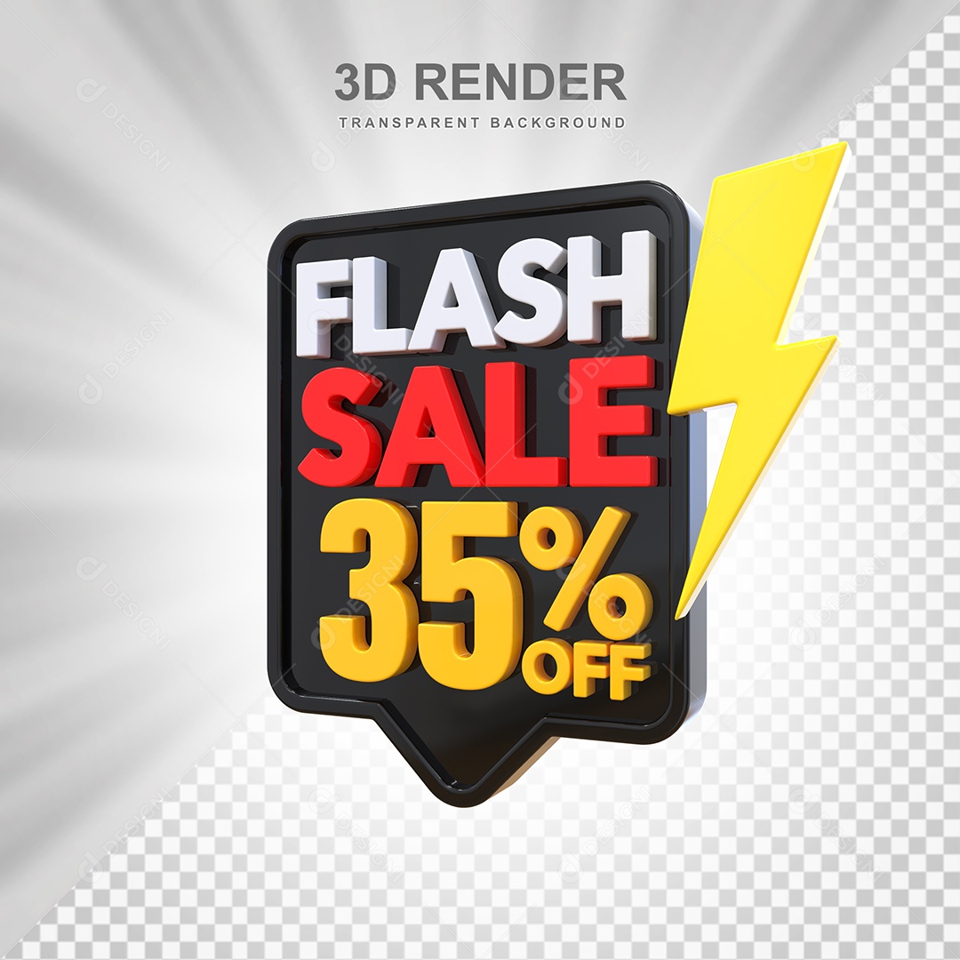 Selo 3D Flash Sale 35% Preto Social Media PSD Editável