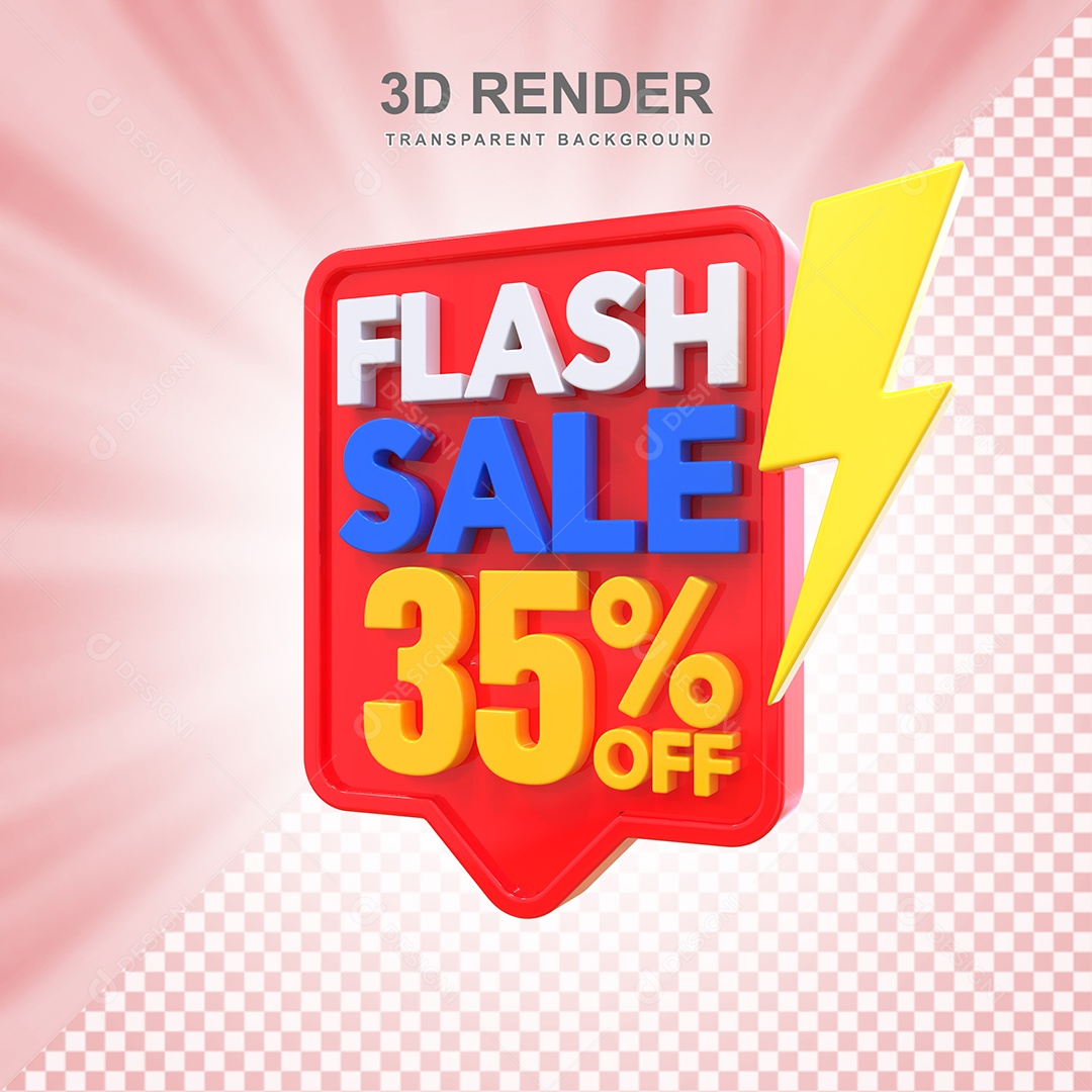 Selo 3D Flash Sale 35% Vermelho Social Media PSD Editável