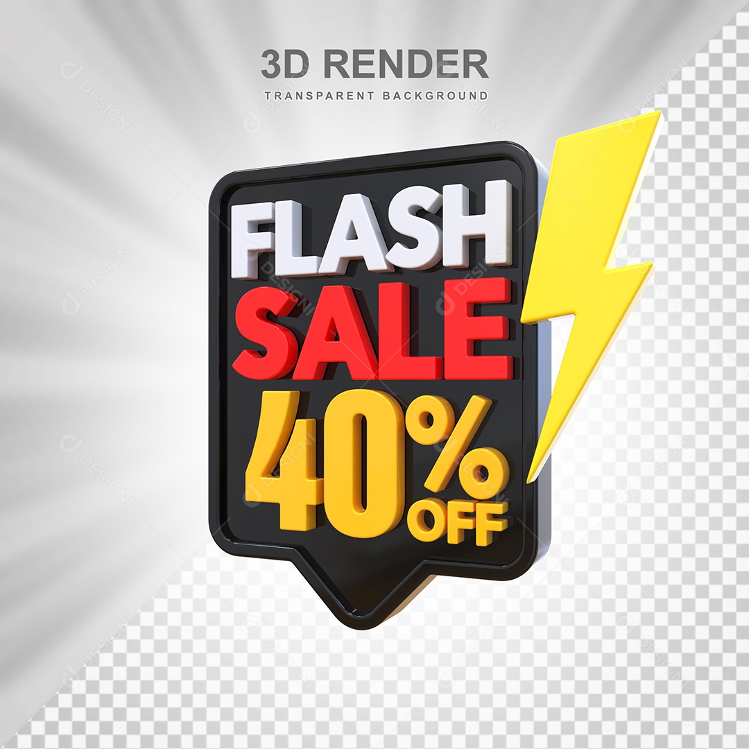 Selo 3D Flash Sale 40% Preto Social Media PSD Editável