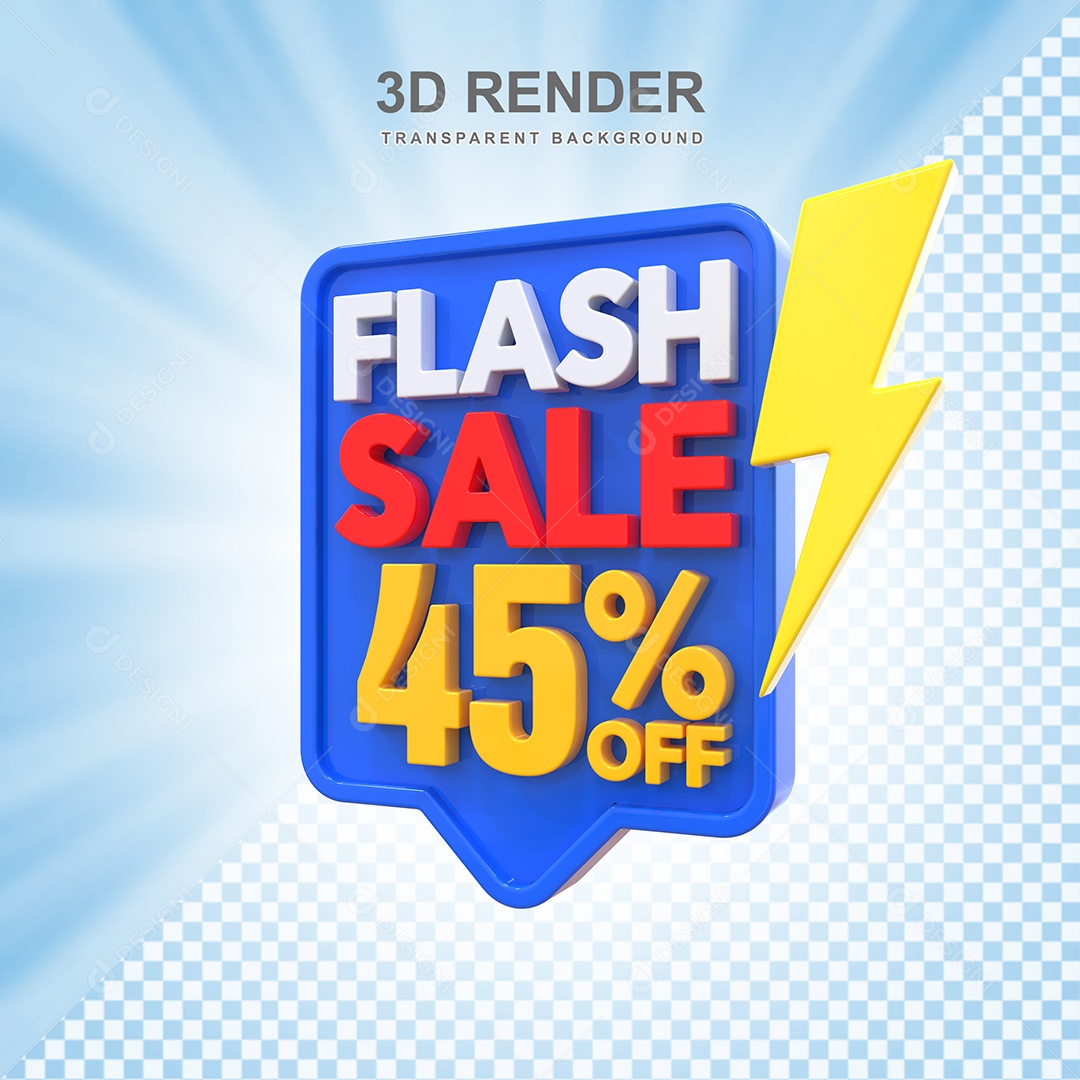 Selo 3D Flash Sale 45% Azul Social Media PSD Editável